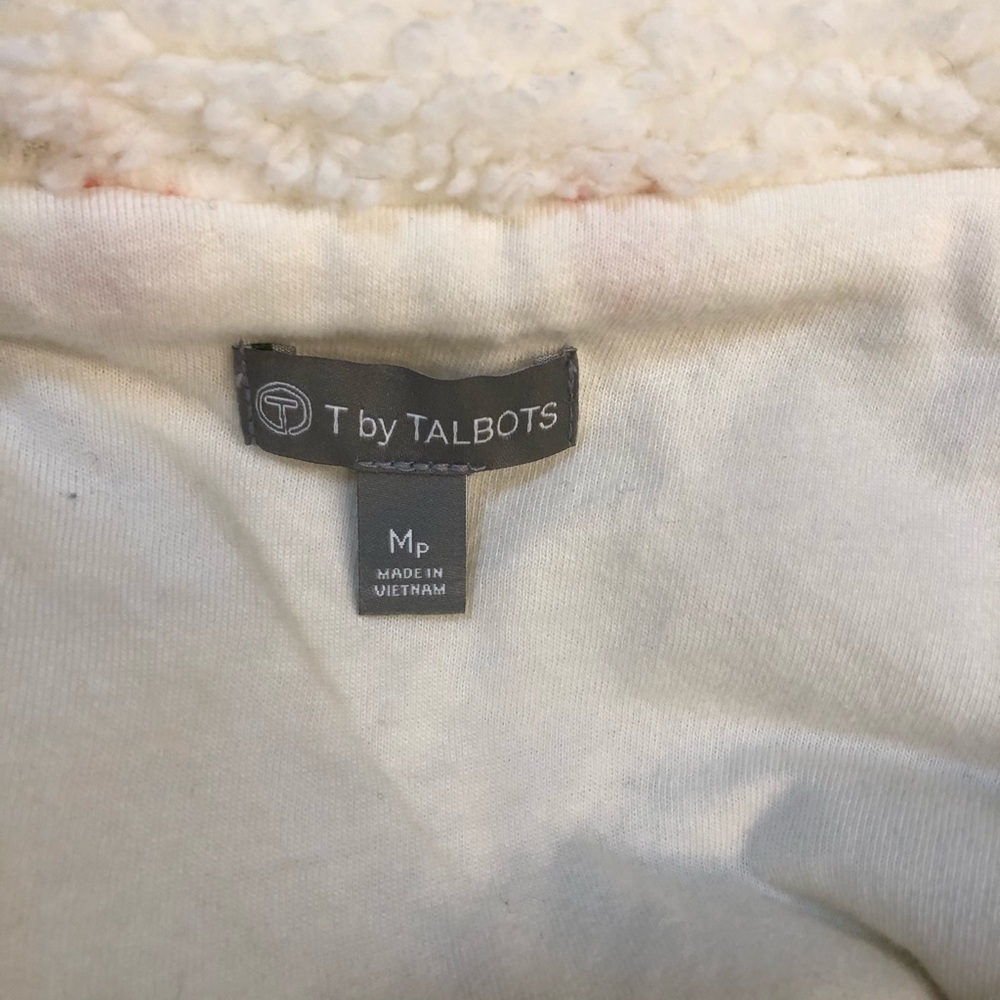 T By Talbots Cream Colored Sherpa Zip Up Jacket S… - image 4